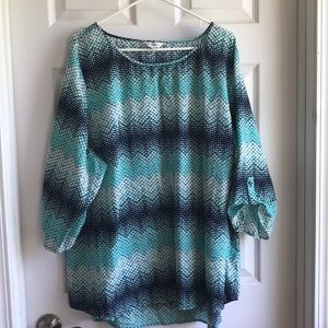 Blues polka dot quarter length blouse